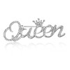 Rhinestone Crown Queen Brooch Pin,Gold Silver Crystal Letters Queen Suit