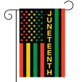 12 x 18 Inches Juneteenth Garden Flag Decorations - Double Sided Vertical Pan-African Striped with Stars Printed Holiday Yard Flag Indoor Outdoor House Garden Patio Lawn Party Supplies