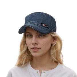 [RUNQIU] Military design plain work cap, stylish hat for men and women Fashion> Men's Accessories, Fashion Accessories, Hats, Caps, blue