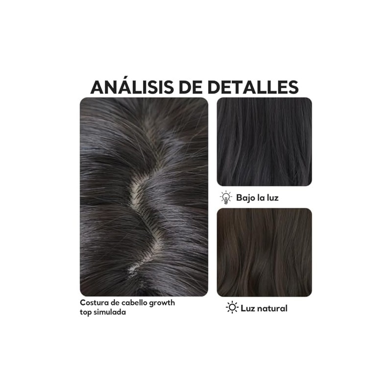 Pelucas Corta Mujer, Peluca con Fleco y Mechas, Cabello Sintético