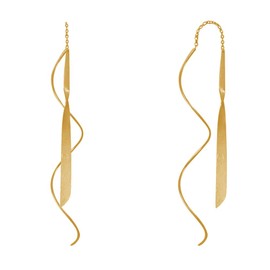LES POULETTES BIJOUX - Sterling Silver Spiral Earrings and Brushed Silver Twisted Blades - Gold, Sterling silver