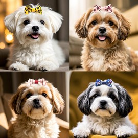 QingHan Dog Hair Bows Small Puppy: Clips for Pet Grooming Gifts 60Pcs (30 colros x 2)