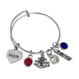 Infinity Collection Navy Mom Charm Bangle Bracelet, Proud Navy Mom Jewelry for Military Moms