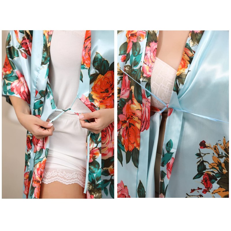 Albornoz Kimono de seda floral Peony para dama de honor,