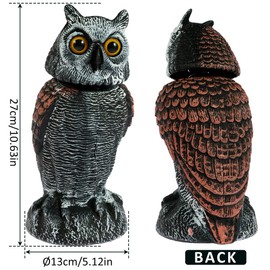 Fake Owl Decoy with 360° Swivel Head Owl Statue Scare Birds Simulation Owl Bird Deterrent Lifelike Owl Statue Scare Birds Realistic Owl Statue Scare Birds Plastic Fake Owl Scarecrow to Frighten Birds