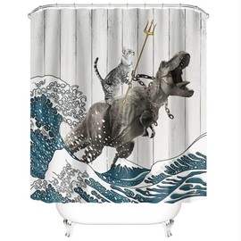 JMAHM Animal Shower Curtain Waterproof Mildewproof Polyester Fabric Shower Curtain Set Bath Accessories (Colorful-Dinosaur, 180X180)