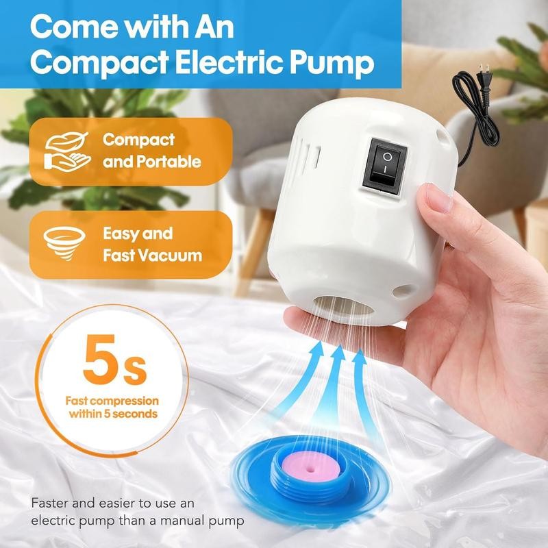 10 Pack Travel Vacuum Storage Bags With Electric Pump, Vacuum