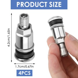 Dorart Home Car Tyre Valve with Plug, 4pcs Metal Valve for Tubeless Rims Universal 11.3mm Valve Hole with Cap and Rubber Seal Accessories for Wheel Motorcycle Bicycle Truck Silver