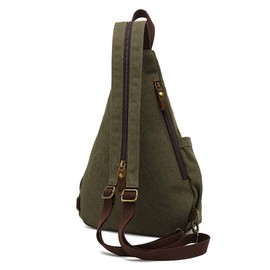 Canvas Sling Bag Backpack Small Crossbody Shoulder Casual Daypack Rucksack for Men Women Outdoor Cycling Hiking Travel (Army Green)