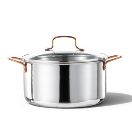 CAROTE 6 Qt Tri-Ply Stainless Steel Stockpot, Non-Toxic Stock Pot with Lid, Soup Pot for Pasta, Even Heating, Oven Safe, Induction, Ceramic and Gas Cooktops Compatible, Sliver