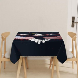 XYSCSJ American Flag Eagle Tablecloth 54x54 Inch Square Patriotic USA Flag Art Table Cloth Polyester Table Covers for Kitchen Dining,Small Tablecloth for Parties Picnic