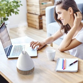 Pure Enrichment PureSpa Natural Essential Oil Diffuser (White) – 200ml Water Tank Lasts Up to 10 Hours with Soft Color-Changing Lights and Auto Safety Shut-Off