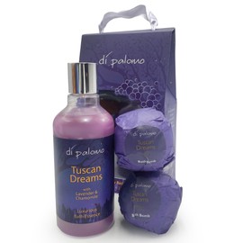 Di Palomo Indulgent Luxury Bathing Collection - 300ml Bathing Bubbles - 3 Bath Fizzers (Tuscan Dreams)