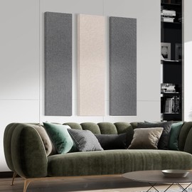 2 Pack 2" Thick Acoustic Panels, 47.24" X 11.81" Fiberglass Wall Panel, Acoustic Panels Sound Absorbing for Office, Studio, Home Theatre - Heather Grey