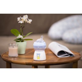 Chicco biberón Natural Feeling 250 ml azul para bebés, 1 Unidad