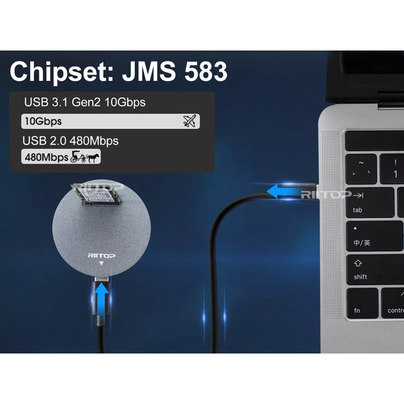 RIITOP M.2 NVMe SSD to USB C 3.1 Docking Adapter