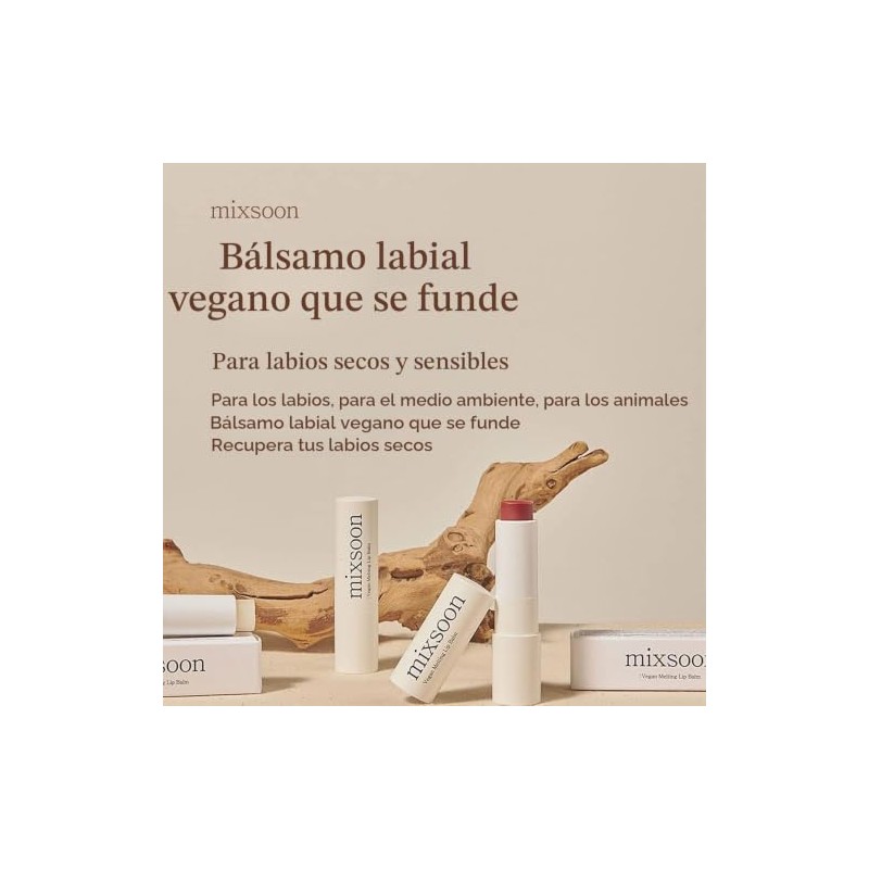 mixsoon- Bálsamo labial vegano derretido (rosa seca) 0,14 oz 4,1