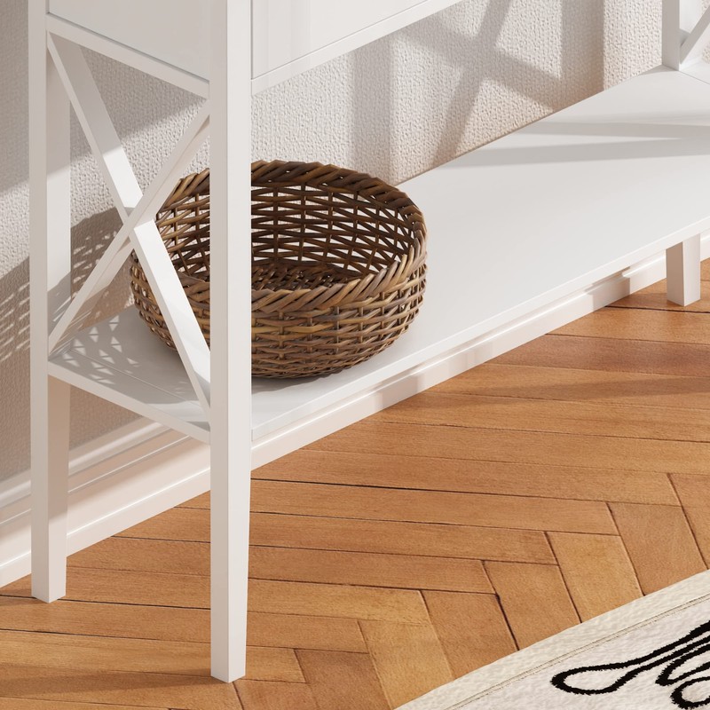 ChooChoo Console Table with Drawers, Narrow Wood Accent Sofa Table