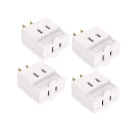 Oviitech Single Receptacle to 3 Outlet Cube Wall Tap,Plug-In Triple Outlet Polarized Adapter,White(4 Pack)