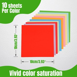 Origami Paper - 100 Sheets - 10 Colors - 3.94 Inch Square Colored Paper for DIY Decoration, Craft Paper, Scrapbook Decor, Folding Crafts(Safety Scissors and Utility Knife Included)