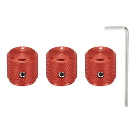 MECCANIXITY 3 Pcs Aluminium Potentiometer Knobs, 1/4" (6mm) Universal Volume Tone Control Knobs with Arrow Indicator for Guitar, 1/2" Red