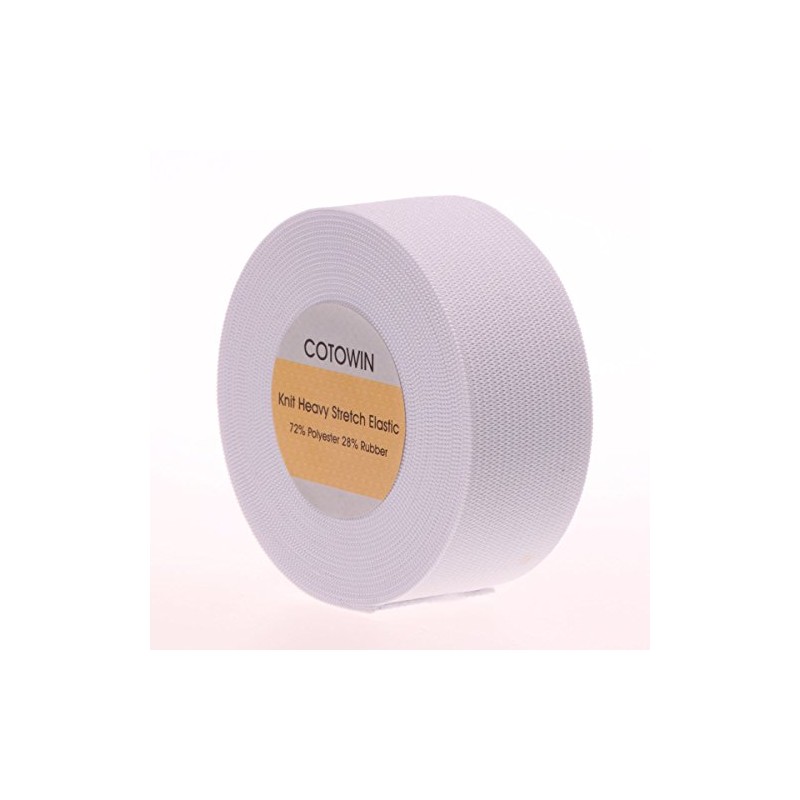 COTOWIN 1 1/4-Inch by 5-Yard White Heavy Stretch Knit Elastic