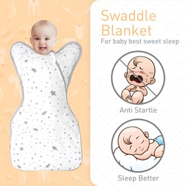 Knirose 3-Way Wearable Swaddle Blankets Sleep Sacks with Arms Up, Hands Up Sleeping Sack Easy Diaper Changing Sleeping Bag for Baby Boy Girl Newborns Transitions to Arms-Free Calms Startle Reflex