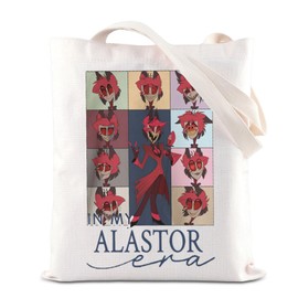 ENSIANTH In My Alastor Era Tote Bag Cartoon Characters Fans Gift Alastor Demon Lover Reusable Grocery Bags Hazbin Anime Merch (Alastor Era bag)