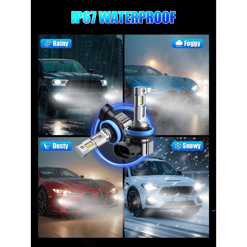 H11 Bulbs, H8 H9 Fog Light Bulbs 16000LM Super Bright