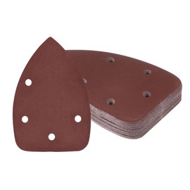 Kozelo 25pcs Mouse Sander Detail Sandpaper - [1200 Grit, 3.5" x 5.5"] Triangle Hook and Loop Assorted Sanding Pads Sheet for Wood Furniture Polishing Use | 5 Hole, Aluminum Oxide