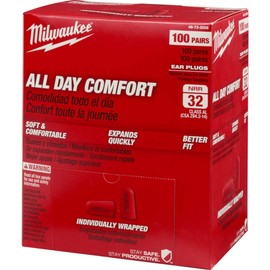 Milwaukee All Day Comfort Ear Plugs - Individually Wrapped (Box of 100 Pair)