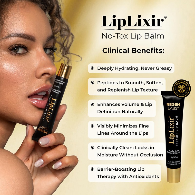 LipLixir Non Toxic Peptide Lip Balm – EWG® VERIFIED, All-Natural,