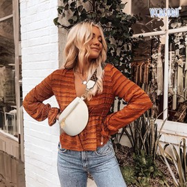 WERFORU Small Crossbody Sling Bag for Women Fanny Packs Faux Leather Chest Bag for Travel…