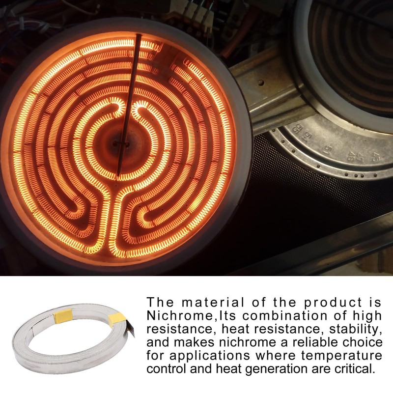 Rebower Flat Heater Wire Nichrome High Resistance Stability,[for Heating Elements