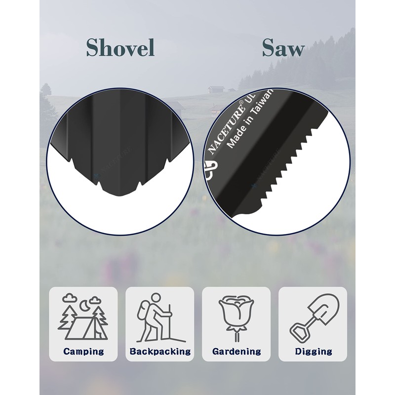 Ultralight Backpacking Trowel Aluminum Shovel Small Potty Multitool with Longer