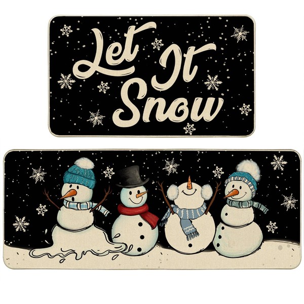 Morigins Let it Snow Winter Kitchen Rugs and Mats Set