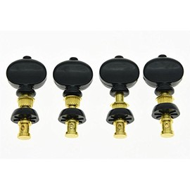 KAISH Set of 4 Gold w/Black Buttons Ukulele Tuners Tuning Keys Pegs Machine Heads
