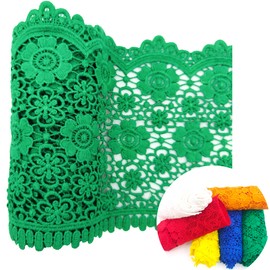 IPHENIX - Flor de encaje verde de 5 yardas para coser 6.5 pulgadas de ancho, suave y cómodo para la piel, patrón de flores, manualidades, ropa de borde, cinta de borde