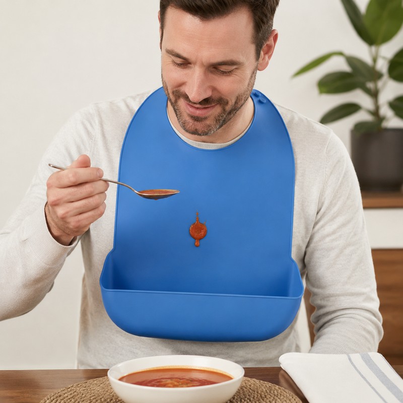 Silicone Adult Bib for Mealtime Care – Waterproof Reusable Feeding