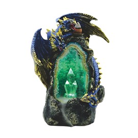 ICE ARMOR 7" H Blue Dragon and Faux Crystal Backflow Incense Burner Statue Sculpture Ornament Decoration Home/Room Decor Ideas