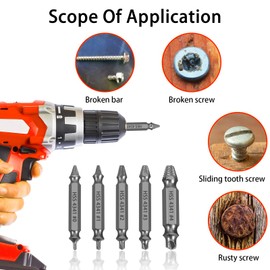 Newte Screw Extractor Set, 5-Piece HSS 4341 Kit for Stripped Screws, 2-14 mm Range, Double-Ended Design with Storage Case, Grey