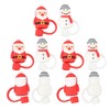 10Pcs Christmas Straw Covers Caps Cartoon Soft Silicone Christmas Straw