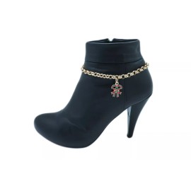 Alwasytyle4you Women Gold Color Metal Boot Chain Bracelet Christmas Shoe Candy Cane Charm Gift
