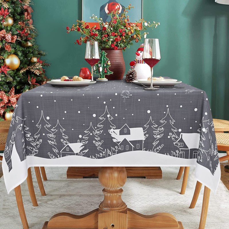 Yrendenge Christmas Tablecloth Grey Tablecloth Washable Outdoor Tablecloth Rectangular Waterproof