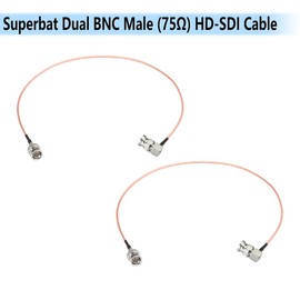 Superbat 3G HD SDI BNC Cable 50cm,BNC Male to Right Angle BNC Male 75 Ohm BNC Video Cable for SDI Monitor Camera,Supports HD-SDI/3G-SDI/4K SDI Video Cable 2-Pack