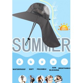 TooToo Mens Neck Flap Hat Wide Brim Unisex Hiking Fishing Sun Protection Outdoor Cap (Navy)