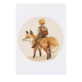 'Boy Riding Fox' Temporary Tattoo - Water Resistant, Skin-Safe, Non-Toxic Transfer (TO00084557)