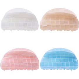 Checkered Hair Clips Strong Hold Hair Claw Clips French Design Non Slip Acrylic Barrettes Hair Claw for Thick Thin Hair Summer Hair Clamps Hair Catch Fashion Hair Accessories for Women Mother（4 Pack）