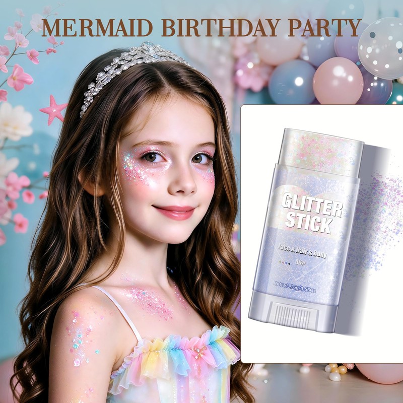 8pcs Glitter Stick, Face Glitter Stick,Sparkly Body&Hair Glitter for Kids