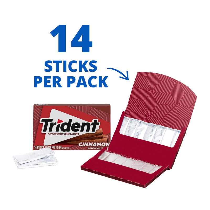 Trident Cinnamon Sugar-Free Chewing Gum, 12 Packs of 14 Pieces